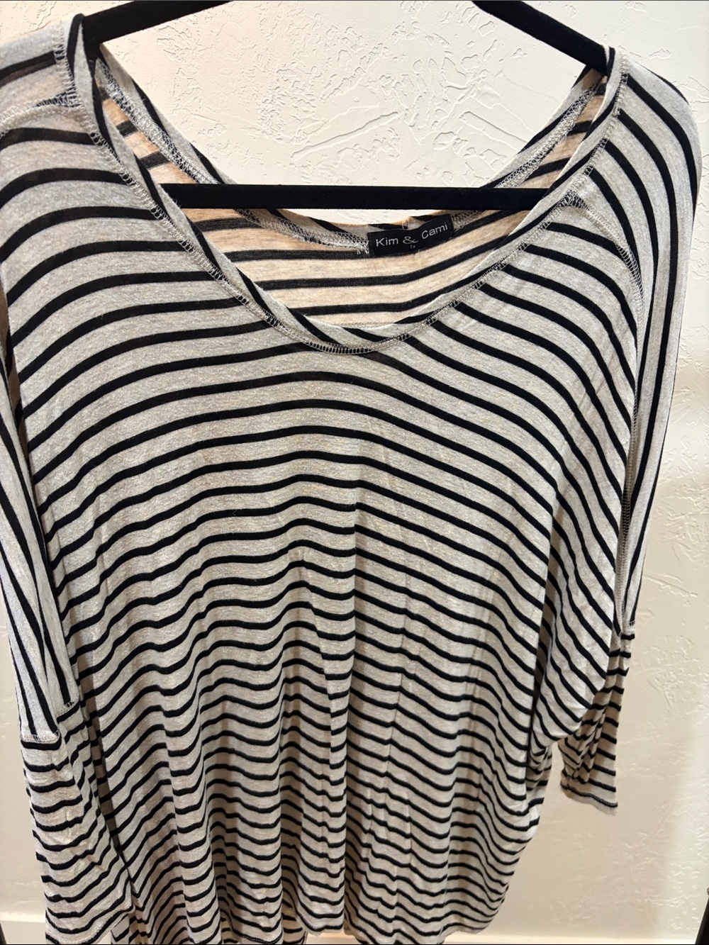 Kim & Cami Black and Cream Striped Scoop Neck Tunic